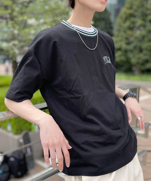 FILA tシャツ フィラ ブランド ロゴ ワンポイント 刺繍 ライン