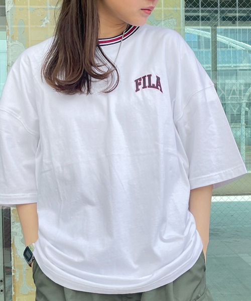 FILA tシャツ フィラ ブランド ロゴ ワンポイント 刺繍 ライン