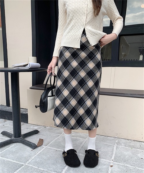 Dream garden（ドリームガーデン） スカート バックスリットチェック柄