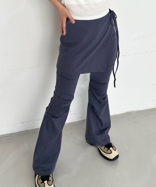 2色 フレアパンツ ストレート シンプル タックパンツ 上品 韓国 デザインタックフレアスラックスOt4732 | 韓国ファッション