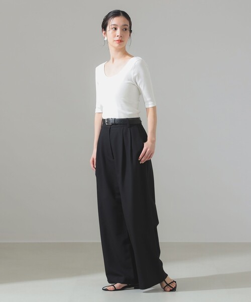 tシャツ 丸胴 テレコ 長袖 Tシャツ レディース Demi-Luxe BEAMS tシャツ 丸胴 テレコ Tシャツ レディース