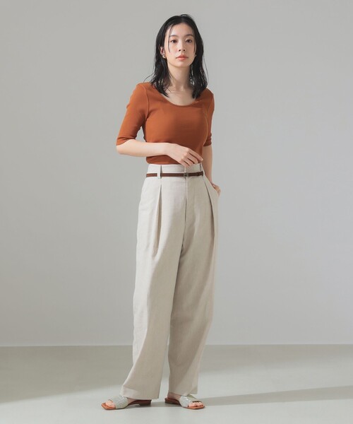 tシャツ 丸胴 テレコ 長袖 Tシャツ レディース Demi-Luxe BEAMS tシャツ 丸胴 テレコ Tシャツ レディース