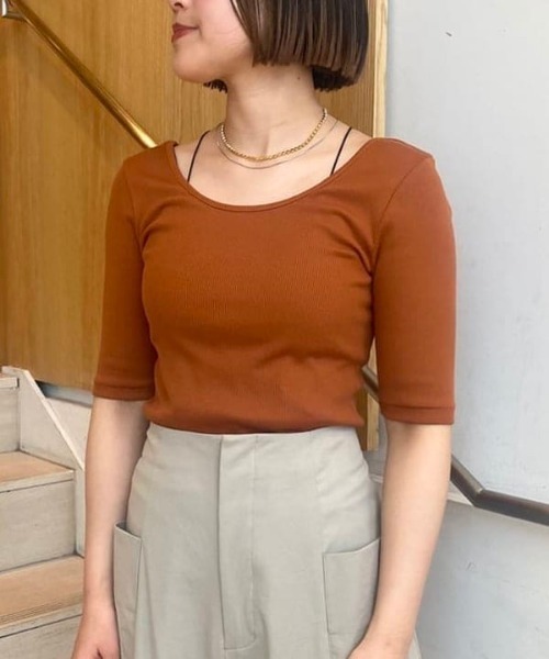 Demi-Luxe BEAMS tシャツ 丸胴 テレコ Tシャツ レディース
