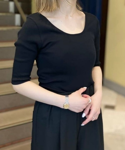 tシャツ 丸胴 テレコ 長袖 Tシャツ レディース Demi-Luxe BEAMS tシャツ 丸胴 テレコ Tシャツ レディース