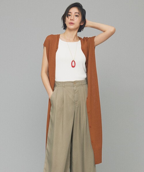 ベスト ジレ ペーパーブレンドニット ジレ レディース