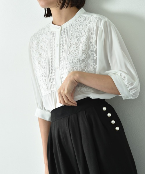 ブラウス シャツ over ribbon blouse (Planet) レディース MIDVEIN ブラウス シャツ over ribbon blouse (Planet