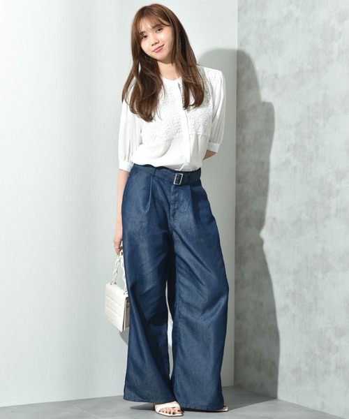 INTERPLANET（インタープラネット） ブラウス シャツ デシン＊レース5