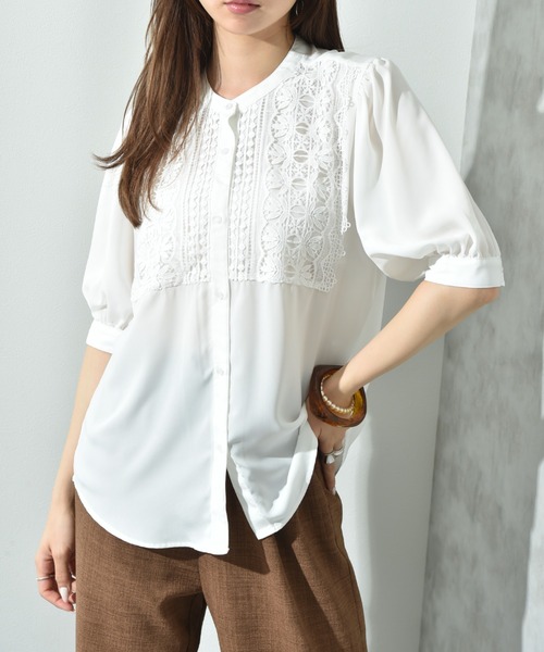 INTERPLANET（インタープラネット） ブラウス シャツ デシン＊レース5