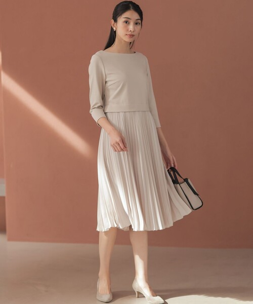 組曲（KUMIKYOKU） ワンピース ジャージーコンビプリーツ ワンピース