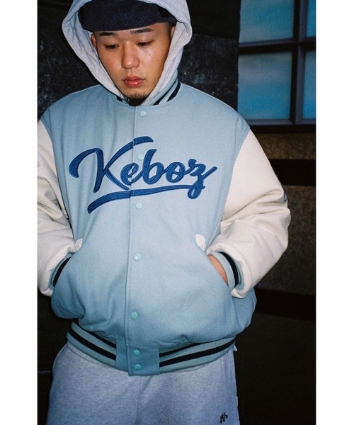 けけ　KEBOZ MELTON &LEATHERVARSITYJACKET KEBOZ スタジャン MELTON ＆ LEATHER VARSITY JACKET メンズ