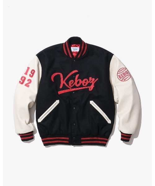 けけ　KEBOZ MELTON &LEATHERVARSITYJACKET ケボズ KEBOZ MELTON & LEATHER VARSITY JACKET （BLUE） -PASSOVER