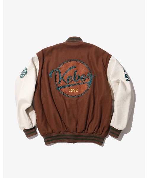 けけ　KEBOZ MELTON &LEATHERVARSITYJACKET KEBOZ MELTON & LEATHER VARSITY JACKET