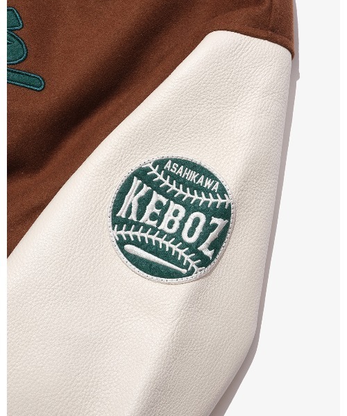KEBOZ スタジャン MELTON ＆ LEATHER VARSITY JACKET メンズ