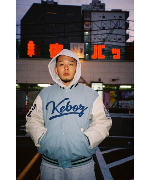 Keboz MELTONVARSITYJACKETスタジャン ケボズ KEBOZ MELTON & LEATHER VARSITY JACKET （BLUE） -PASSOVER