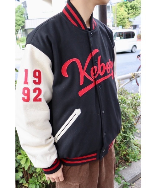 KEBOZ スタジャン MELTON ＆ LEATHER VARSITY JACKET メンズ