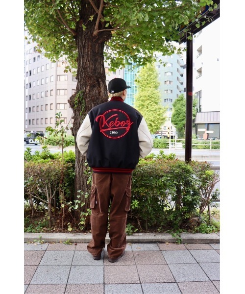 KEBOZ スタジャン MELTON ＆ LEATHER VARSITY JACKET メンズ
