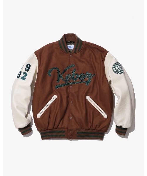 KEBOZ スタジャン MELTON ＆ LEATHER VARSITY JACKET メンズ