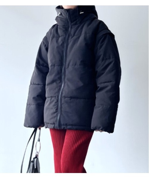 【美品】ドゥーカス　ブルゾン　ジャケット　アウター　XL 2way ダウンベスト ダウンコート ダウンジャケット 2WAYファイバーダウンジャケット