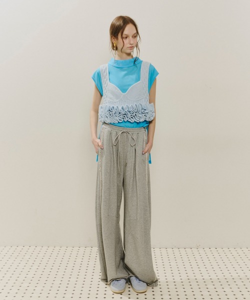 J1U by LA BELLE ETUDE ニッティングパターンボリュームフリルニット