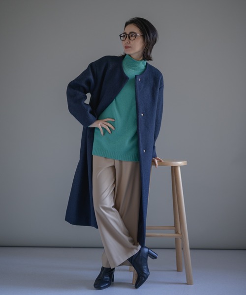 KATHARINE ROSS エシカルモッサミディコート　ブルー　ウール KATHARINE ROSS エシカルモッサミディコート ブルー ウール