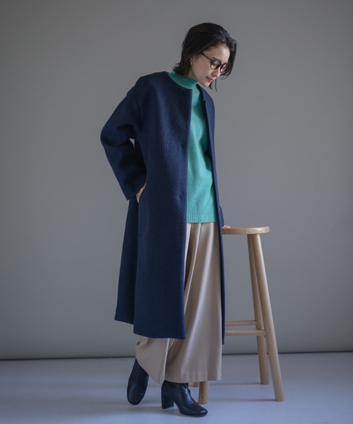 「KATHARINE ROSS」 ノーカラーコート MEDIUM ブラック レディース_画像3