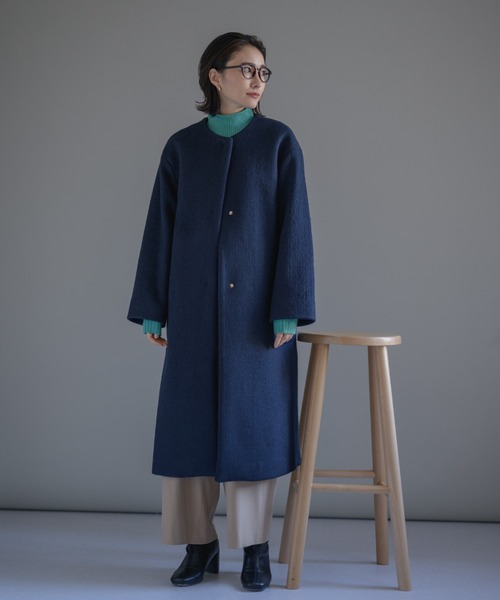 「KATHARINE ROSS」 ノーカラーコート MEDIUM ブラック レディース_画像4