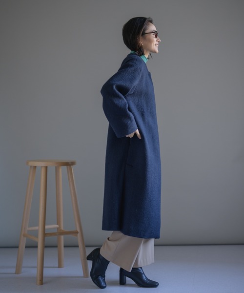 「KATHARINE ROSS」 ノーカラーコート MEDIUM ブラック レディース_画像5