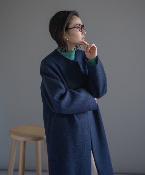 KATHARINE ROSS エシカルモッサミディコート　ブルー　ウール KATHARINE ROSS エシカルモッサミディコート ブルー ウール