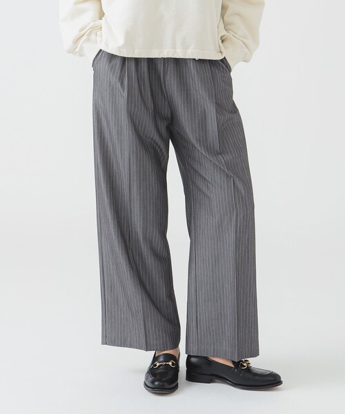 B：MING by BEAMS スラックス パンツ ダブル ウエスト