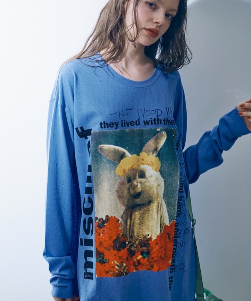 tシャツ M2387 フラワーラビットロングＴ レディース RNA tシャツ M2387 フラワーラビットロングT レディース
