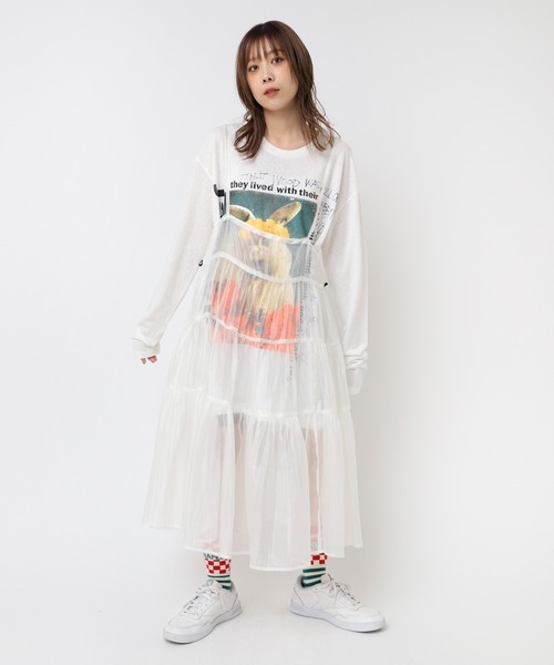 tシャツ M2387 フラワーラビットロングＴ レディース RNA tシャツ M2387 フラワーラビットロングT レディース