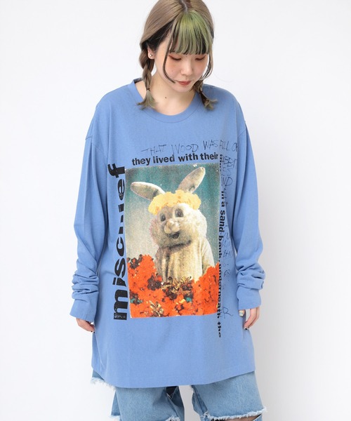 RNA（アールエヌエー） tシャツ M2387 フラワーラビットロングT