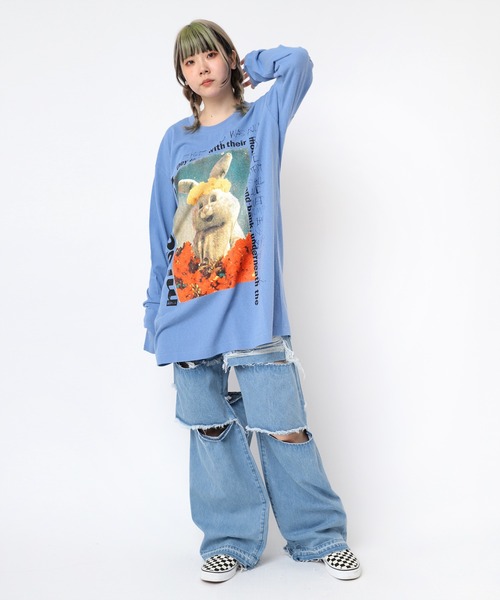 tシャツ M2387 フラワーラビットロングＴ レディース RNA tシャツ M2387 フラワーラビットロングT レディース