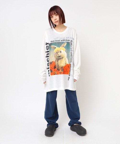 RNA tシャツ M2387 フラワーラビットロングT レディース