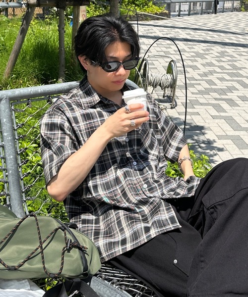 アダマスト レトロチェックシャツ retro check shirt - レトロチェックシャツ（シャツ/ブラウス