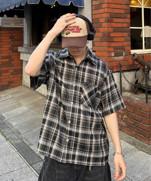 アダマスト レトロチェックシャツ retro check shirt - レトロチェックシャツ（シャツ/ブラウス