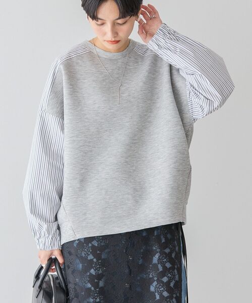 AMERICAN HOLIC トレーナー スウェット 異素材コクーンポンチ