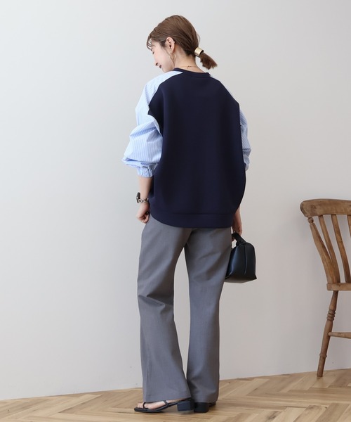 AMERICAN HOLIC トレーナー スウェット 異素材コクーンポンチ