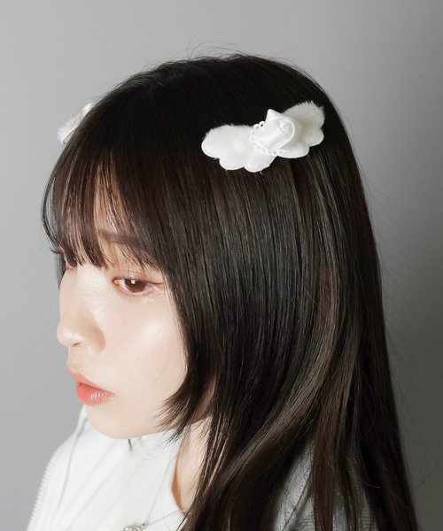 スナップ ヘアクリップ 2つセット SPINNS ヘアクリップ 「2個セット」天使の羽根ヘアクリップ
