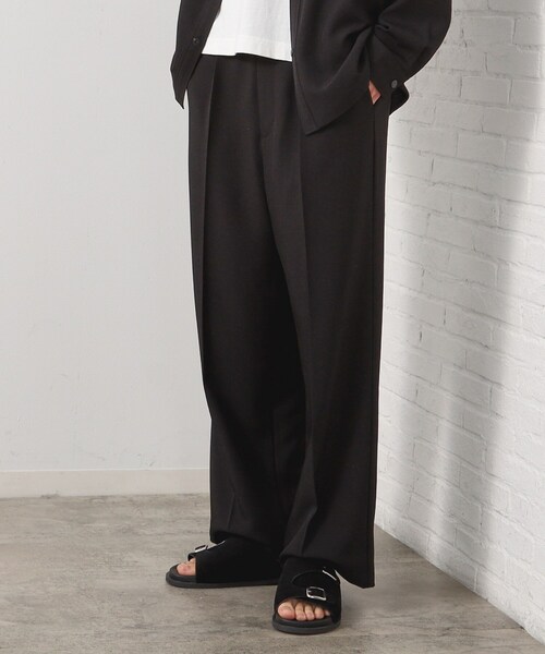 OHOTORO ワイドパンツ　ブラック　スラックス obi slacks | OHOTORO