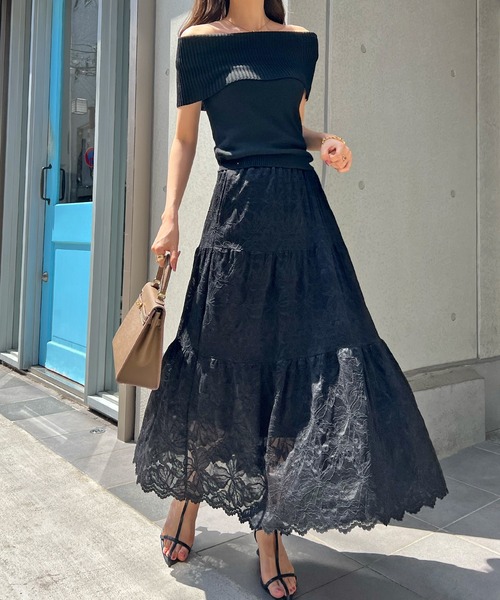 レースティアードスカート Loungedress 新品 Loungedress（ラウンジドレス） スカート レースティアードスカート
