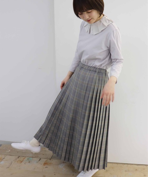 「haupia」 プリーツスカート MEDIUM グレー レディース_画像3