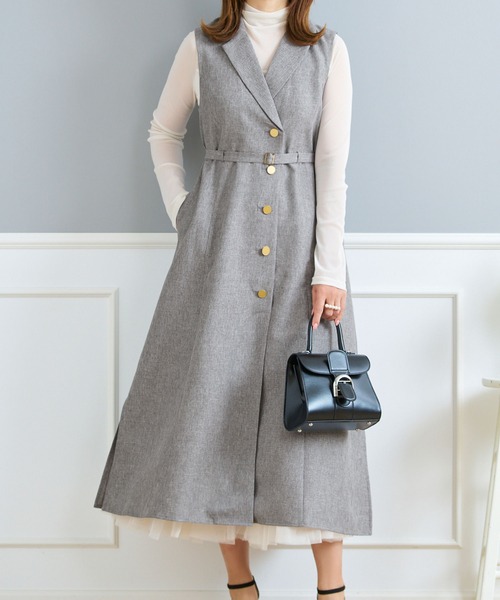 ベスト ジレ トレンチ風 ロング ワンピース ＆ ジレ Prima Scherrer レディース