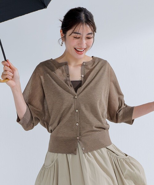 23区 カーディガン 「前後着用可能/洗える」シャイニーシアー 5