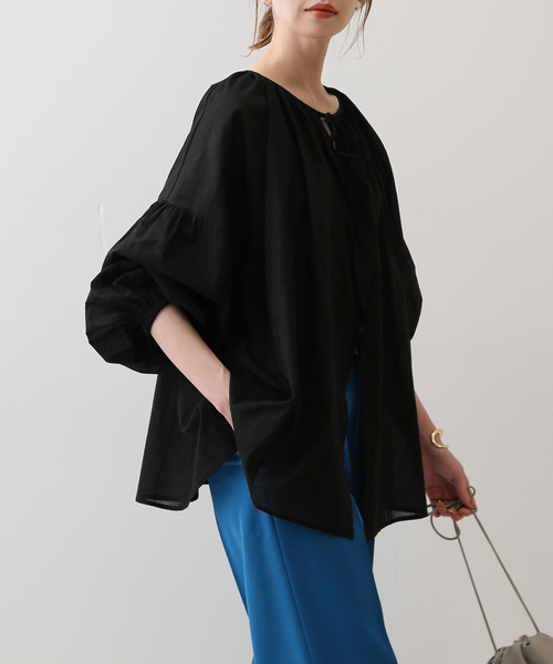 【新品】SLOBE IENA フルブラウス SLOBE IENA 「SLOBE IENA」 7分袖ブラウス FREE ブラック