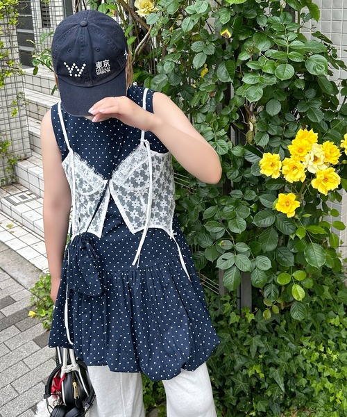 La Pafait ハートドットミニワンピース ピンク×黒＆ショッパー　難アリ La Pafait ハートドットミニワンピース ピンク×黒＆ショッパー