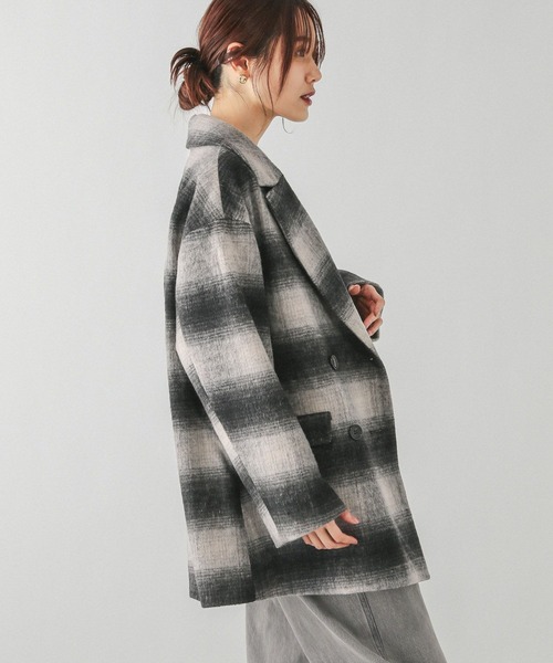 「GLOBAL WORK」 チェスターコート LARGE チャコール レディース_画像5