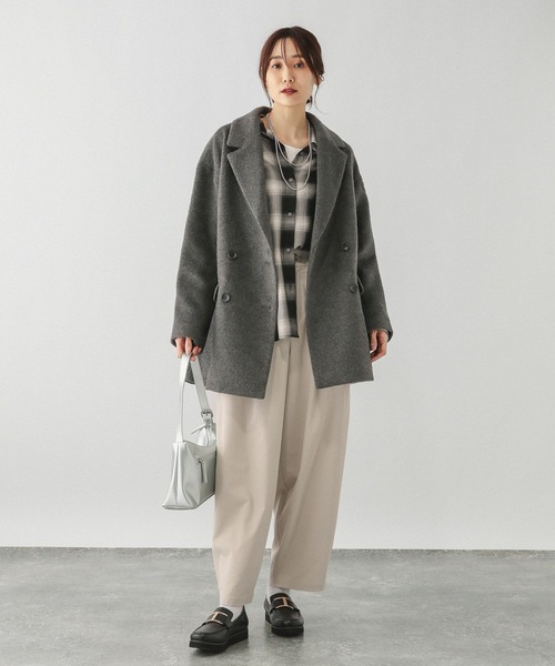 「GLOBAL WORK」 チェスターコート LARGE チャコール レディース_画像6