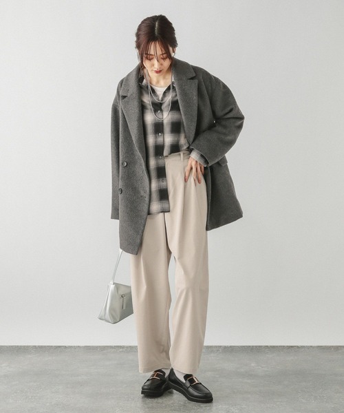 「GLOBAL WORK」 チェスターコート LARGE チャコール レディース_画像7