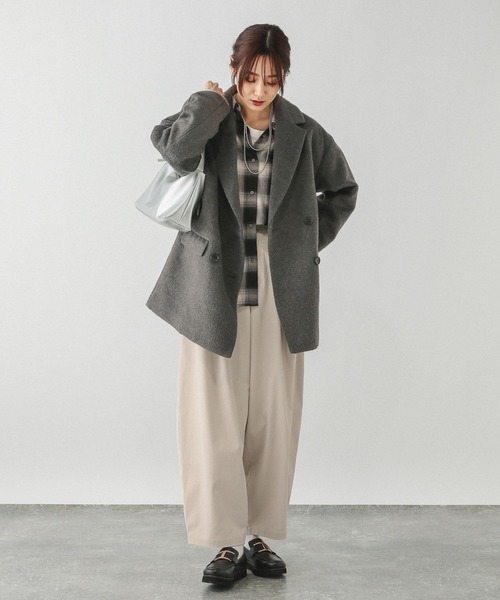 「GLOBAL WORK」 チェスターコート LARGE チャコール レディース_画像8